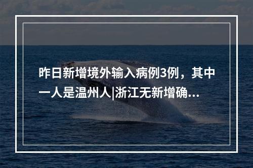 昨日新增境外输入病例3例，其中一人是温州人|浙江无新增确诊病例