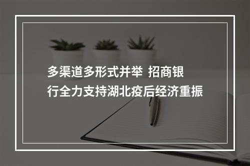 多渠道多形式并举  招商银行全力支持湖北疫后经济重振