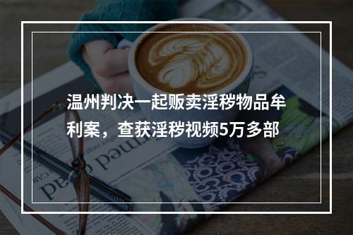 温州判决一起贩卖淫秽物品牟利案，查获淫秽视频5万多部