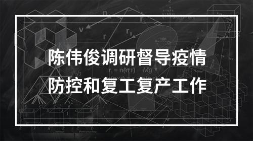 陈伟俊调研督导疫情防控和复工复产工作