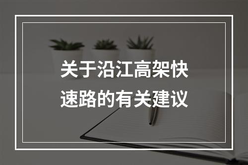 关于沿江高架快速路的有关建议