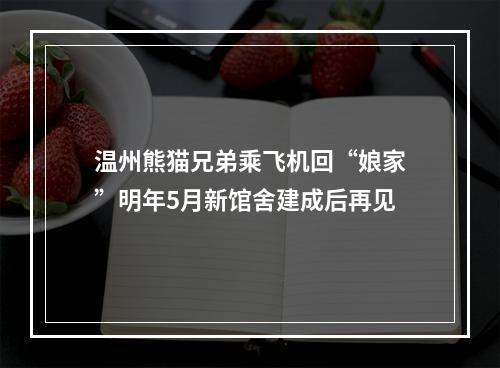 温州熊猫兄弟乘飞机回“娘家”明年5月新馆舍建成后再见