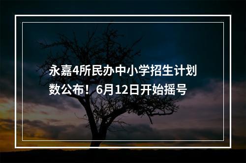 永嘉4所民办中小学招生计划数公布！6月12日开始摇号