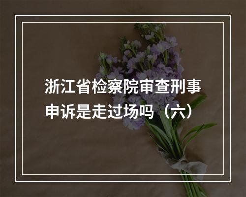 浙江省检察院审查刑事申诉是走过场吗（六）