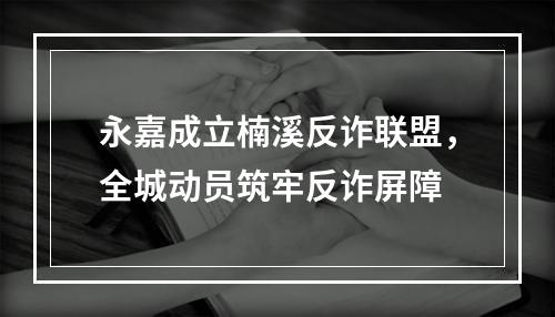 永嘉成立楠溪反诈联盟，全城动员筑牢反诈屏障