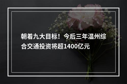 朝着九大目标！今后三年温州综合交通投资将超1400亿元