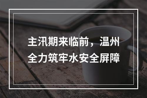 主汛期来临前，温州全力筑牢水安全屏障