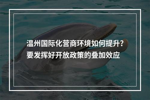 温州国际化营商环境如何提升？要发挥好开放政策的叠加效应