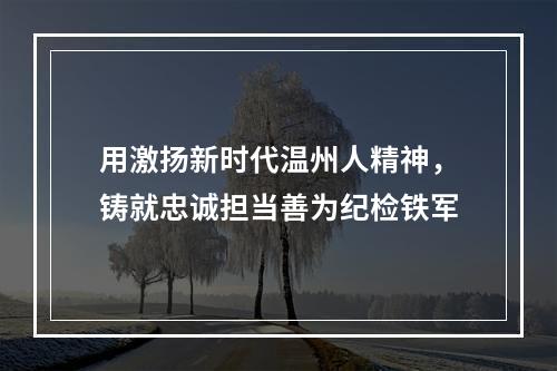 用激扬新时代温州人精神，铸就忠诚担当善为纪检铁军