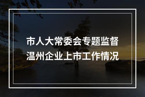 市人大常委会专题监督温州企业上市工作情况