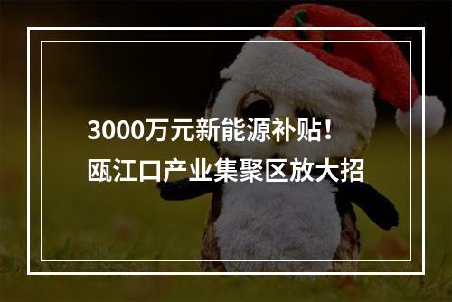 3000万元新能源补贴！瓯江口产业集聚区放大招