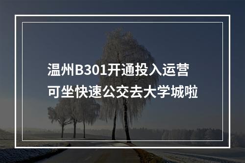 温州B301开通投入运营可坐快速公交去大学城啦