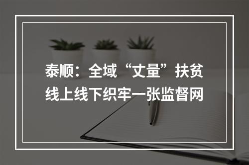 泰顺：全域“丈量”扶贫线上线下织牢一张监督网