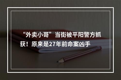 “外卖小哥”当街被平阳警方抓获！原来是27年前命案凶手