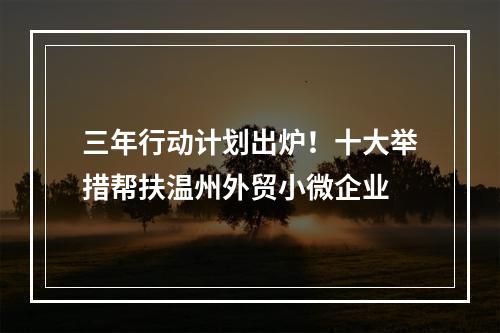 三年行动计划出炉！十大举措帮扶温州外贸小微企业