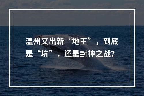 温州又出新“地王”，到底是“坑”，还是封神之战？
