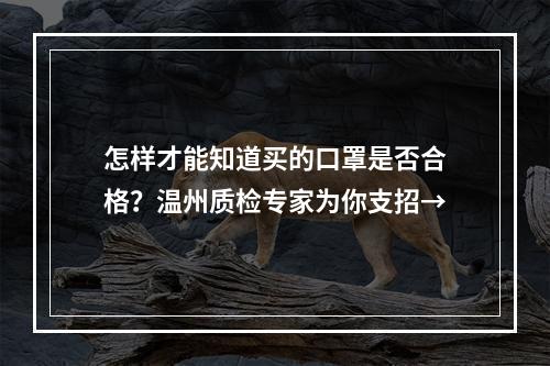 怎样才能知道买的口罩是否合格？温州质检专家为你支招→