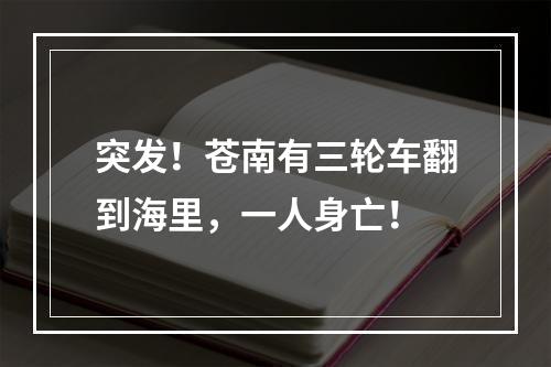 突发！苍南有三轮车翻到海里，一人身亡！