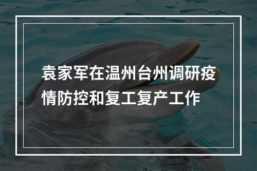 袁家军在温州台州调研疫情防控和复工复产工作
