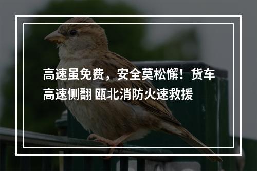 高速虽免费，安全莫松懈！货车高速侧翻 瓯北消防火速救援