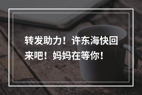 转发助力！许东海快回来吧！妈妈在等你！