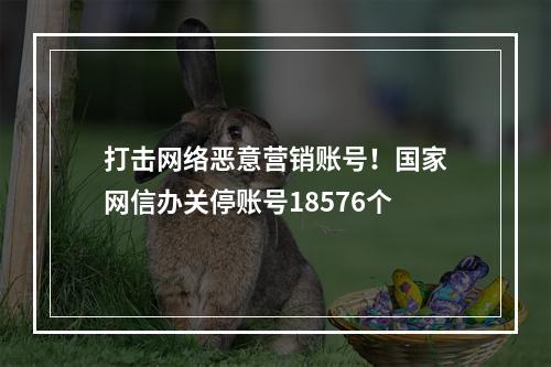 打击网络恶意营销账号！国家网信办关停账号18576个