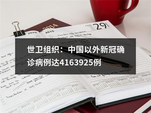 世卫组织：中国以外新冠确诊病例达4163925例