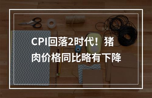 CPI回落2时代！猪肉价格同比略有下降