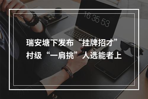瑞安塘下发布“挂牌招才”村级“一肩挑”人选能者上