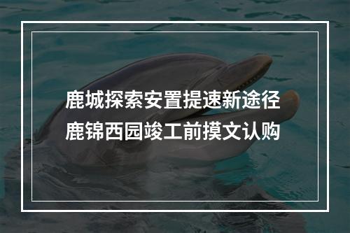 鹿城探索安置提速新途径 鹿锦西园竣工前摸文认购