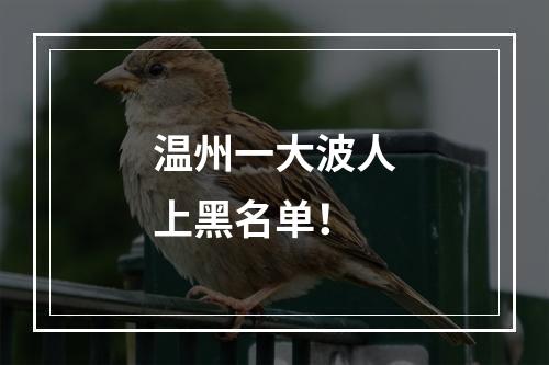 温州一大波人上黑名单！