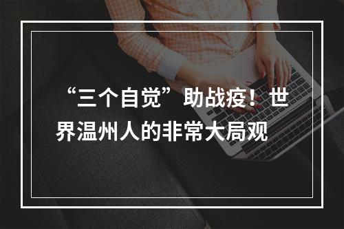 “三个自觉”助战疫！世界温州人的非常大局观