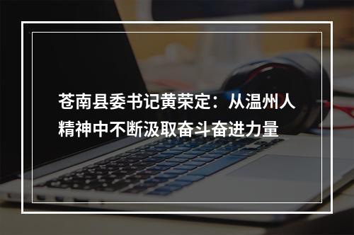 苍南县委书记黄荣定：从温州人精神中不断汲取奋斗奋进力量
