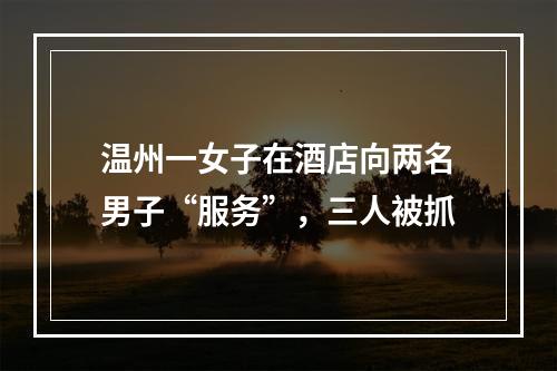 温州一女子在酒店向两名男子“服务”，三人被抓