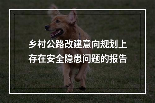 乡村公路改建意向规划上存在安全隐患问题的报告
