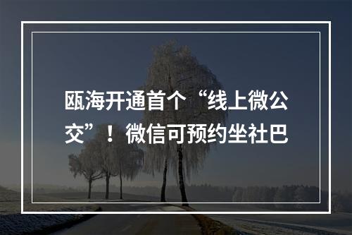 瓯海开通首个“线上微公交”！微信可预约坐社巴