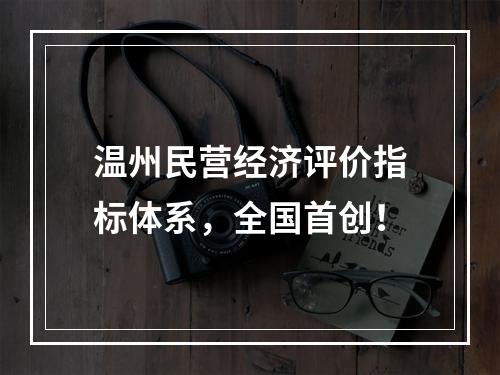 温州民营经济评价指标体系，全国首创！