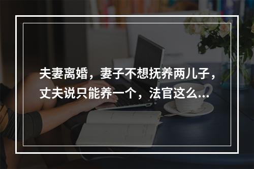 夫妻离婚，妻子不想抚养两儿子，丈夫说只能养一个，法官这么判...