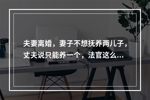 夫妻离婚，妻子不想抚养两儿子，丈夫说只能养一个，法官这么判...