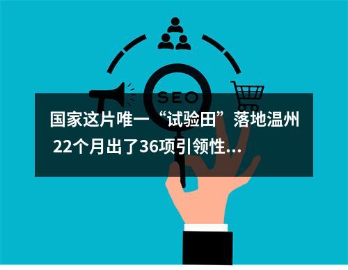 国家这片唯一“试验田”落地温州 22个月出了36项引领性成果