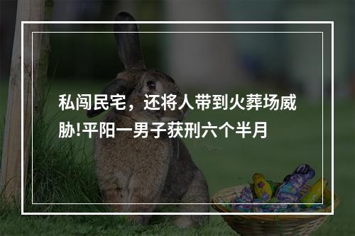 私闯民宅，还将人带到火葬场威胁!平阳一男子获刑六个半月