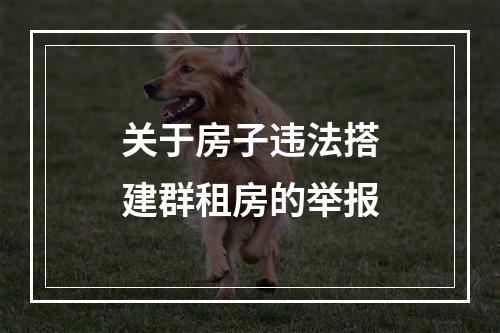 关于房子违法搭建群租房的举报