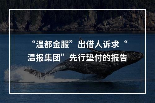 “温都金服”出借人诉求“温报集团”先行垫付的报告