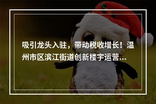 吸引龙头入驻，带动税收增长！温州市区滨江街道创新楼宇运营模式