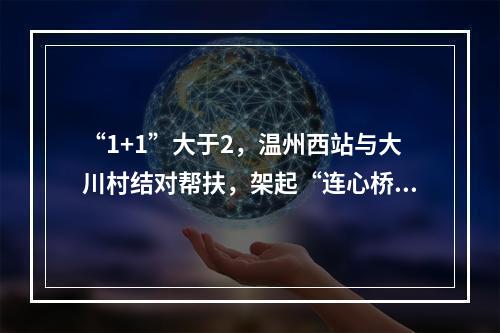 “1+1”大于2，温州西站与大川村结对帮扶，架起“连心桥”