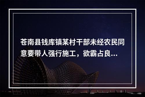 苍南县钱库镇某村干部未经农民同意要带人强行施工，欲霸占良田！