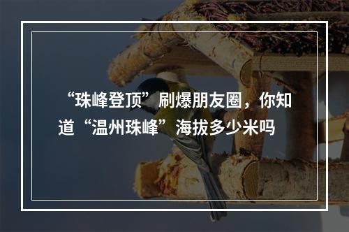 “珠峰登顶”刷爆朋友圈，你知道“温州珠峰”海拔多少米吗