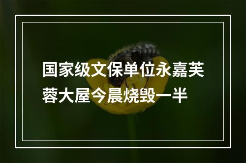 国家级文保单位永嘉芙蓉大屋今晨烧毁一半