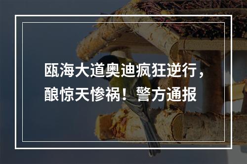 瓯海大道奥迪疯狂逆行，酿惊天惨祸！警方通报