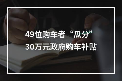 49位购车者“瓜分”30万元政府购车补贴
